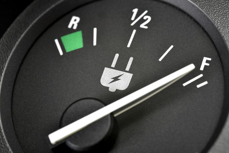 Electric Car Battery Charge Gauge Close-up